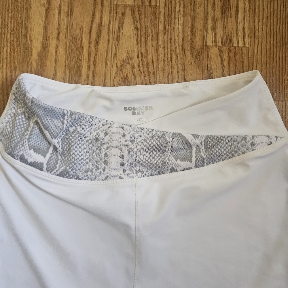 Snake Print Leggings White Gray Sommer ray Stretch Pants Size L - Picture 3 of 7